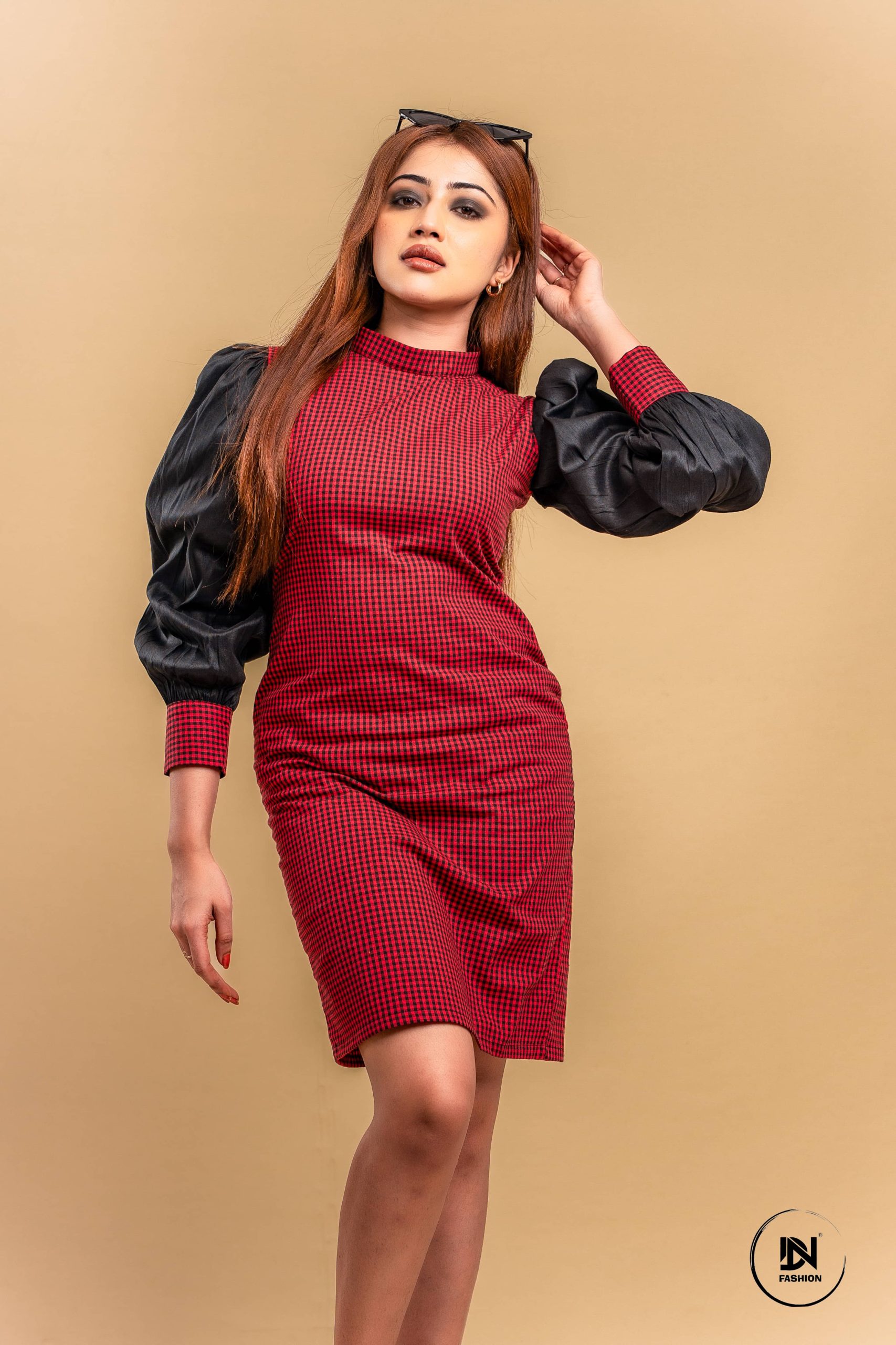 Dua Check Midi Dress - Image 9